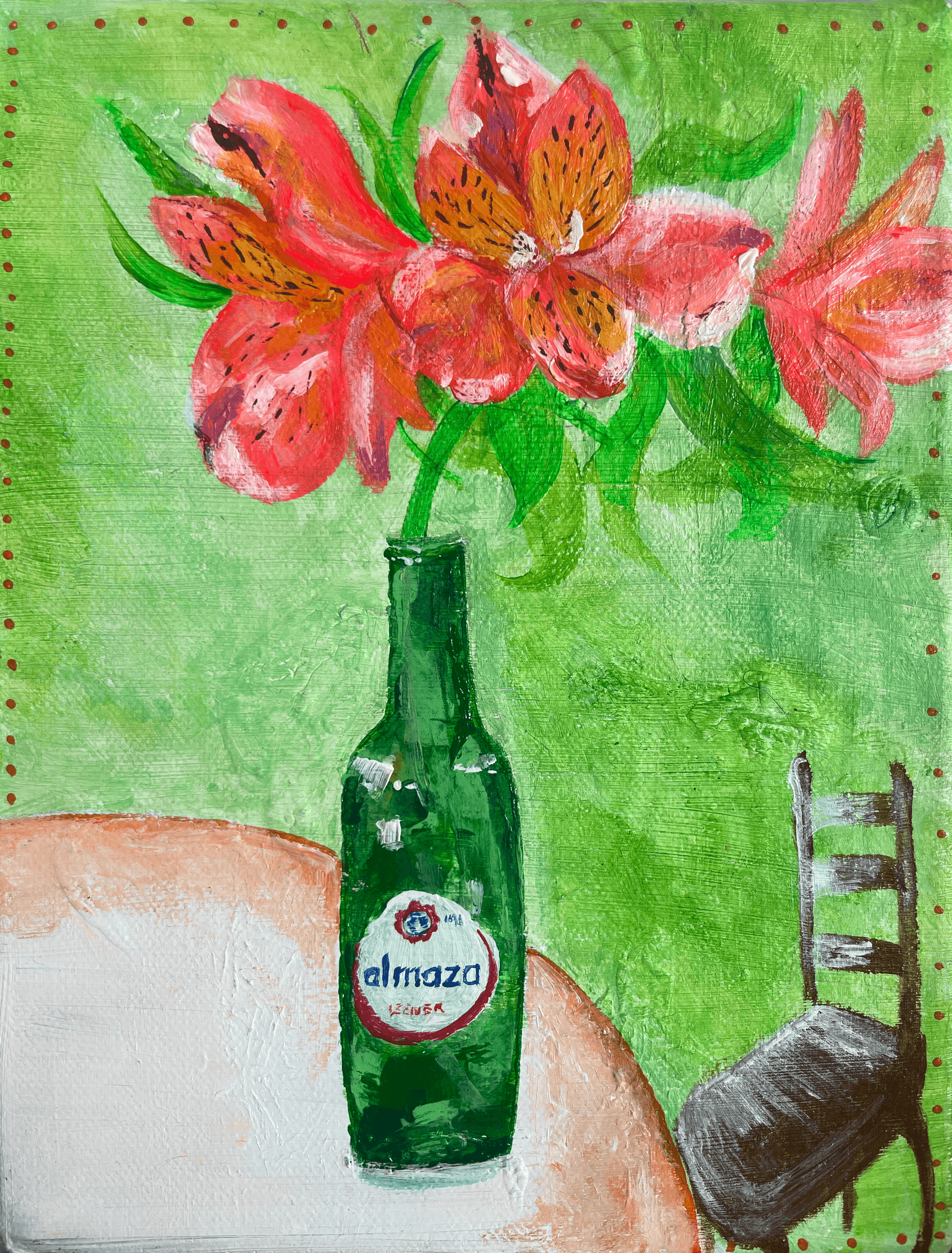 intrepid lilies in the beer bottle